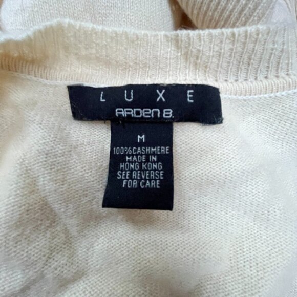 Luxe Arden B Womens Cashmere Knit Cardigan Sweater Size Medium Cream Lightweight - Picture 5 of 10